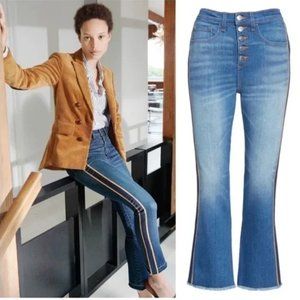 Veronica Beard Carolyn 10" Baby Boot Tuxedo Stripe Jeans jagger wash sz 26